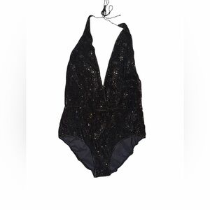 Oseree Black Glitter One Piece Swimsuit